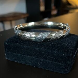 Antique Gold and Silver Textured Bangle Bracelet